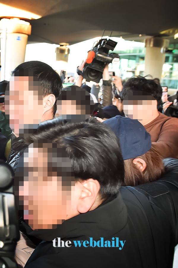 정준영, 인천국제공항 입국 현장