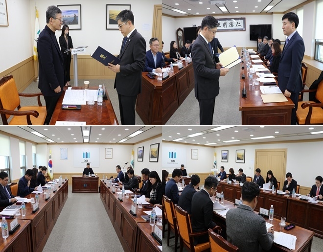 김기동 검사장이 위촉장을 수여하고 1차회의를 갖고 있다.(사진제공=부산지방검찰청)