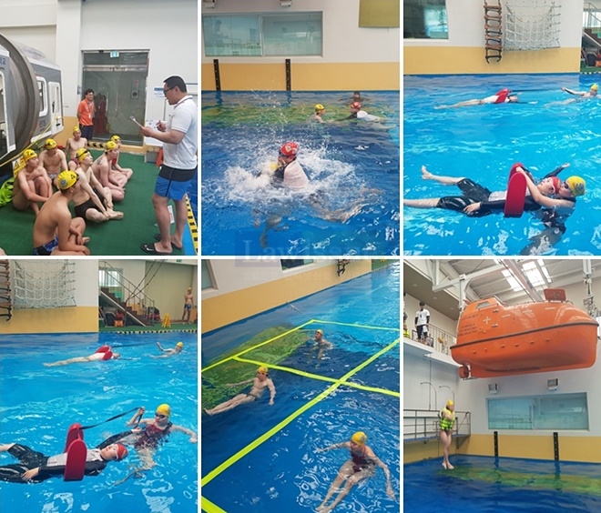 수상구조사 국가자격시혐이 진행되고 있다.(사진제공=부산해양경찰서)