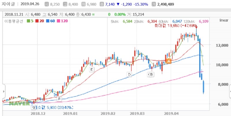 6일만에 주가 반토막 난 '자이글' 월요일 반등할까?