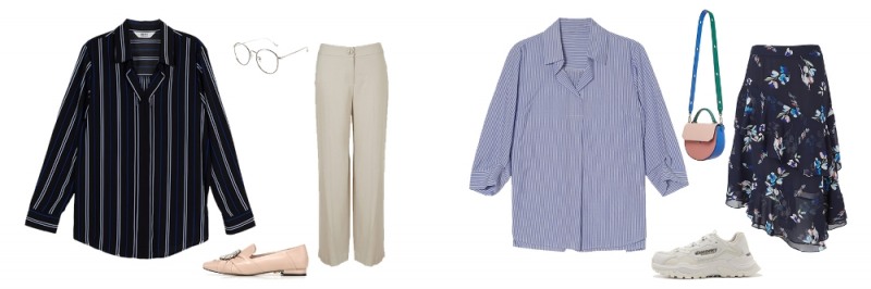 스트라이프 셔츠, 평일부터 주말까지 200% 활용한 스타일링