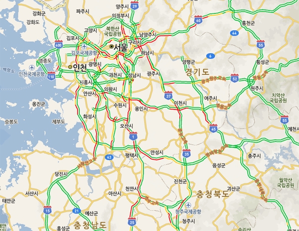 고속도로교통상황을 필수로 봐야하는 주말이 왔다 / 출처 naver정보화면