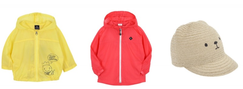 (왼쪽부터)알로앤루 ‘백팩변신화섬점퍼’, 포래즈 ‘딜 윈드 브레이커’,알퐁소 ‘귀요미베어밀짚모’.(사진=제로투세븐)