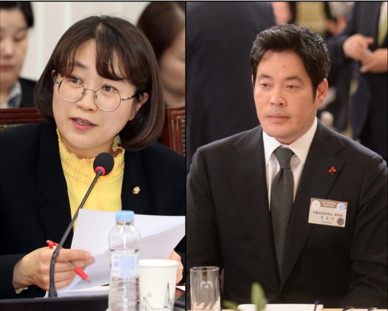 좌) 추혜선 의원 우) 정용진 신세계 부회장