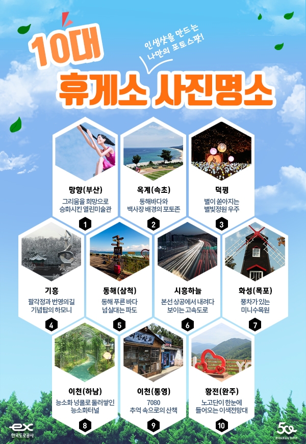 10대 휴게소 사진명소 포스터.(이미지=한국도로공사)