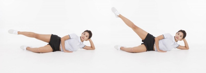 옆차기 운동. (사진=자생한방병원 제공)