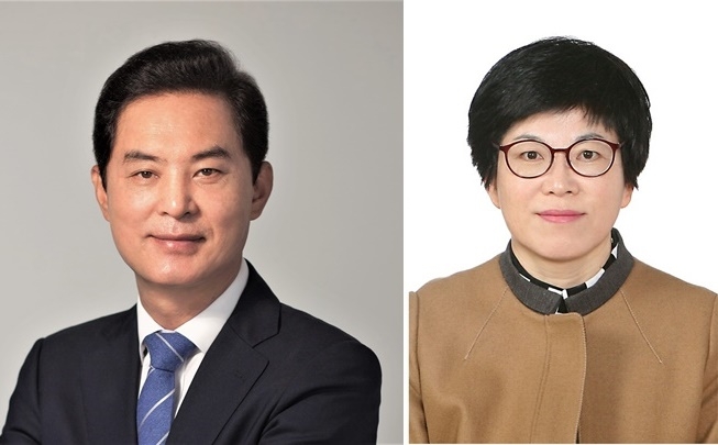 (사진왼쪽부터) 류영진 부산진을 지역위원장, 김경지 금정구 지역위원장.(사진제공=더불어민주당부산시당)