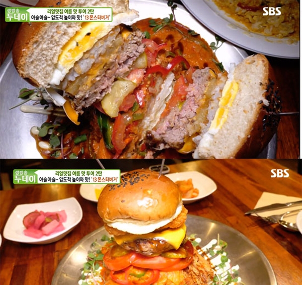 ‘강릉 13몬스터버거’가 방송을 통해 알려지면서 관심도 급증하고 있다 / 출처 에스비에스화면