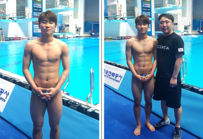 우하람 선수와 박유현 감독. (사진=국민체육진흥공단)