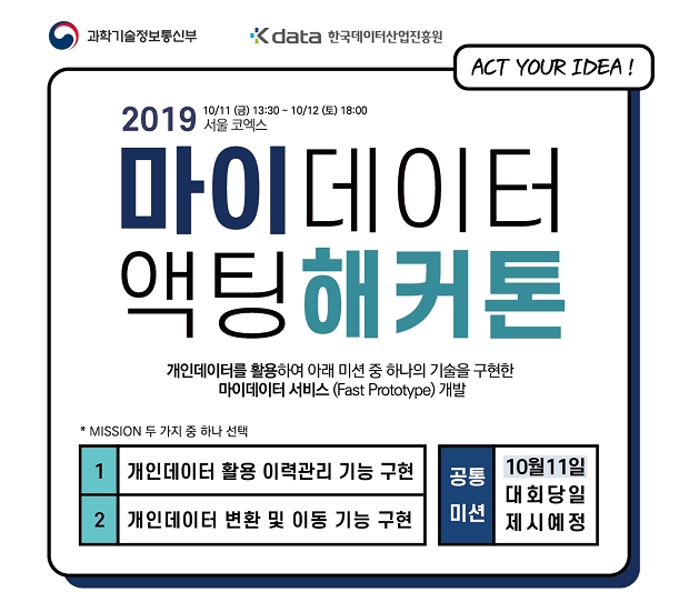 2019 마이데이터 해커톤 참가팀 모집