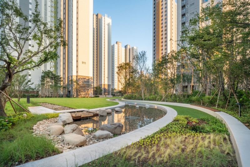 힐스테이트 운정의 ‘물의 정원’.(사진=현대건설)