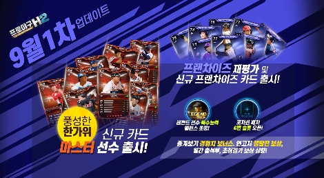 프로야구 H2의 신규 등급 ‘마스터’ 카드 추가 업데이트 안내 이미지. 사진=엔씨소프트