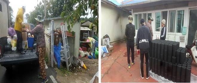 소외계층 주거환경 개선과 연탄나누기 사회봉사를 하고 있다.(사진제공=상주준법지원센터)