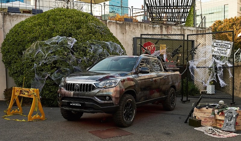 서울 성수동 어반소스 현장에 전시된 렉스턴 스포츠 칸 좀비카.(사진=쌍용자동차)