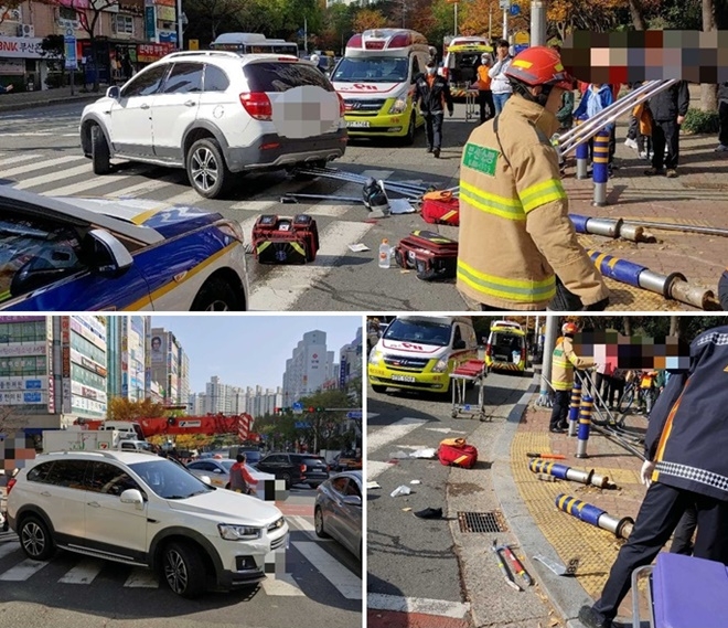 해운대구 좌동 대동사거리 교통사고현장.(사진제공=부산경찰청)
