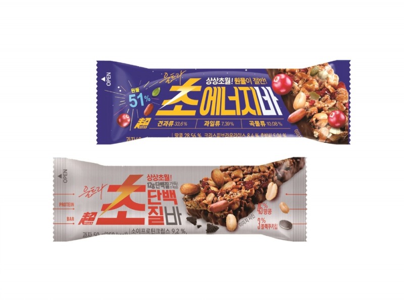 롯데제과, 원물 가득 ‘초에너지바,’ ‘초단백질바’ 출시