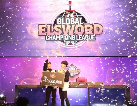 글로벌 엘소드 챔피언스 리그의 넥슨 대표팀 우승 현장 모습. 사진=넥슨