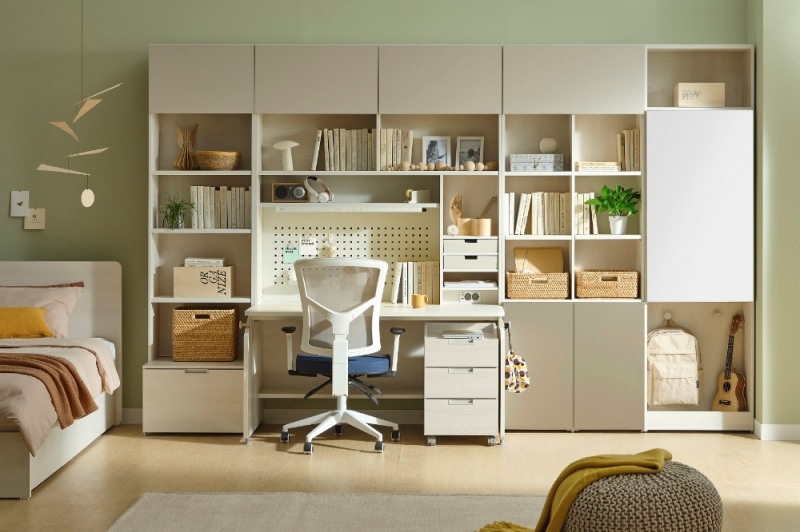 한샘 아이디S 책상 일자책상 모듈 세트.(사진=한샘)