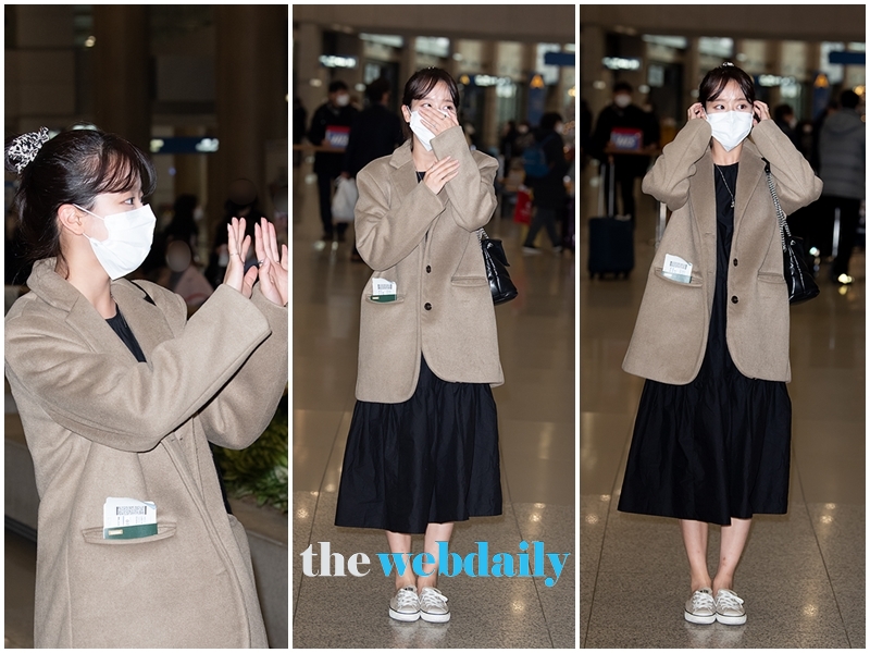 에이프릴 나은, 인천국제공항 입국 현장(사진:최수영기자)