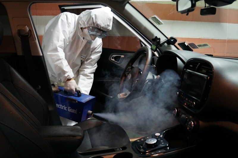 그린카 방역 모습.