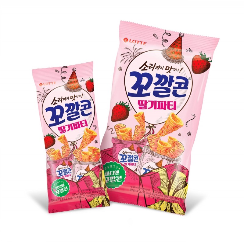 롯데제과 꼬깔콘, 딸기맛 활용한 새로운 제품 선보여
