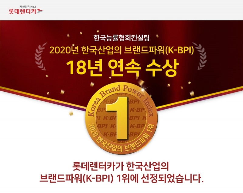 롯데렌터카, K-BPI 렌터카 부문 18년 연속 1위 선정