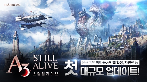 A3 스틸얼라이브의 첫 대규모 업데이트 안내 이미지. 사진=넷마블