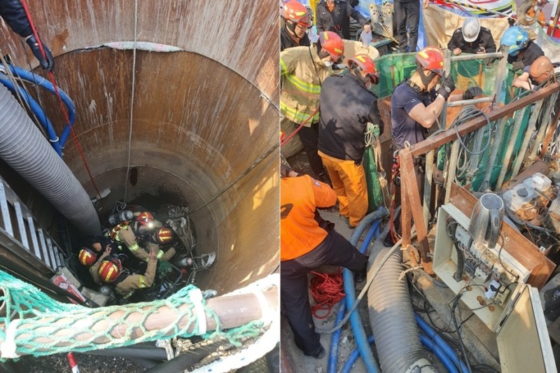 부산 사하구 하단동 하수관맨홀 질식사고 현장. (사진제공=부산경찰청)