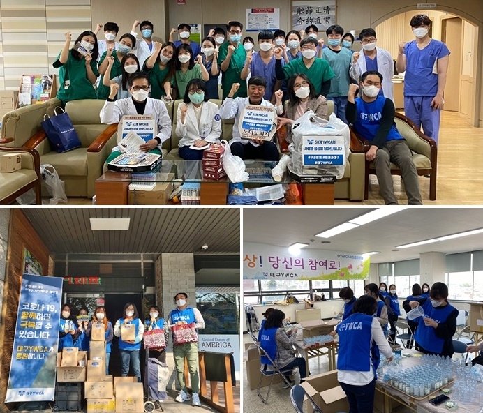 손소독제를 직접 만들어 배부.(사진제공=대구YWCA)