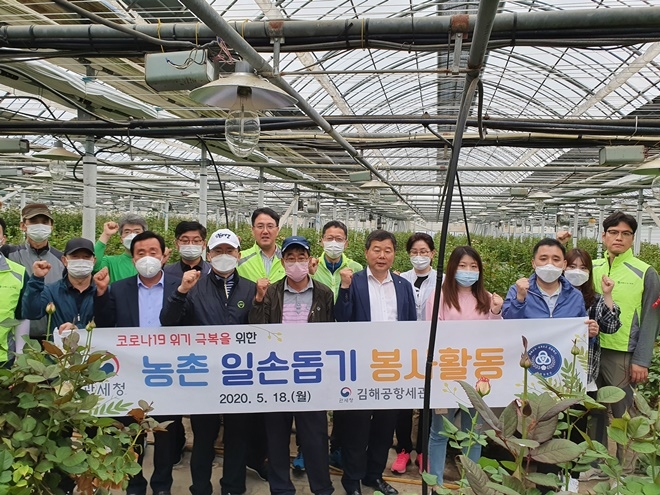 농촌일손돕기 봉사활동.(사진제공=김해공항세관)