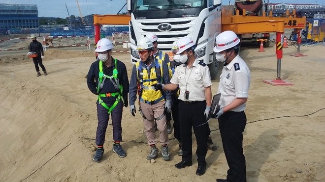 신고리원전 건설현장 합동점검.(사진제공=울산온산소방서)