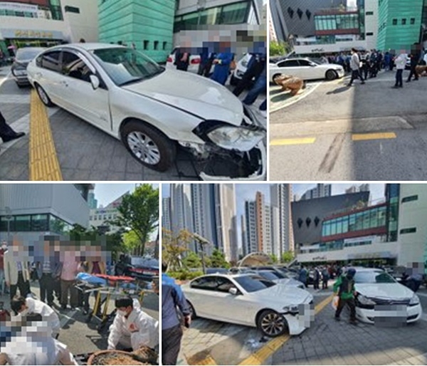 5월 23일 부산예술회관주차장 내 교통사고.(사진제공=부산경찰청)