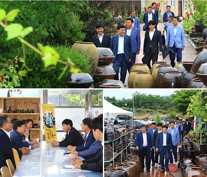 6월 13일 서범수 국회의원 등이 울주군 옹기마을 현장을 방문해 간담회를 갖고 있다.(사진제공=서범수의원실)