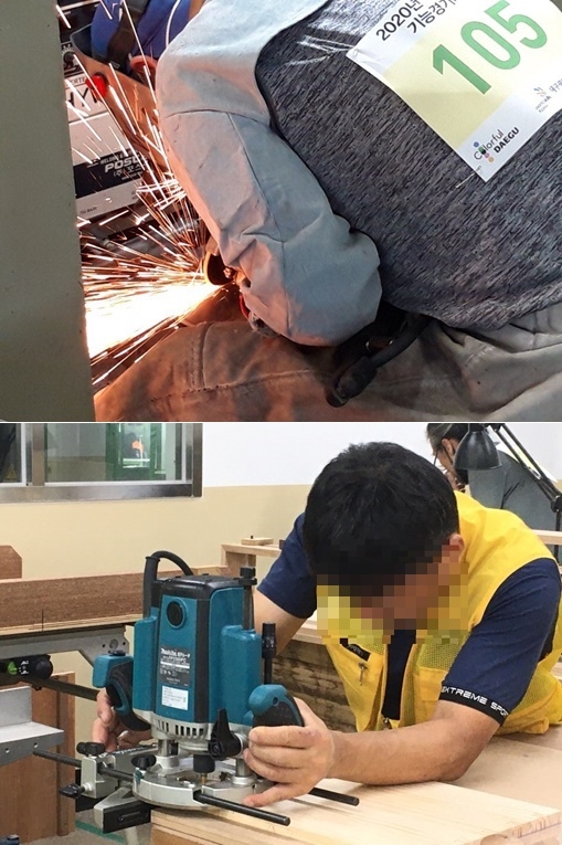 용접, 가구 기능경기대회에 참가한 수형자들.(사진제공=대구교도소)