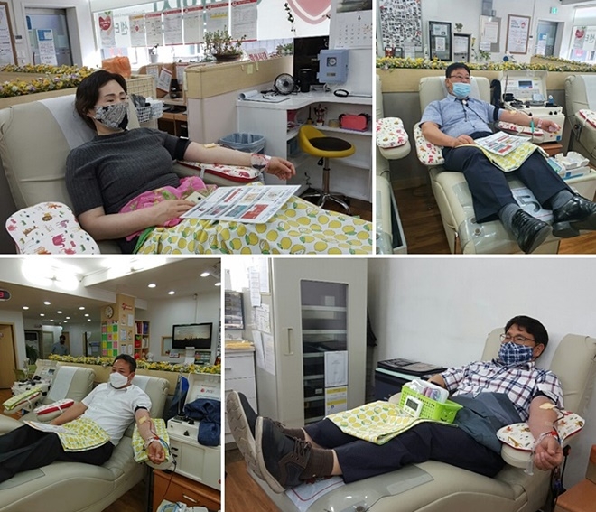 보호관찰위원들이 헌혈에 동참하고 있다.(사진제공=안동준법지원센터)