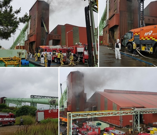 울주군 온산읍 공장 화재현장.(사진제공=울산소방본부)