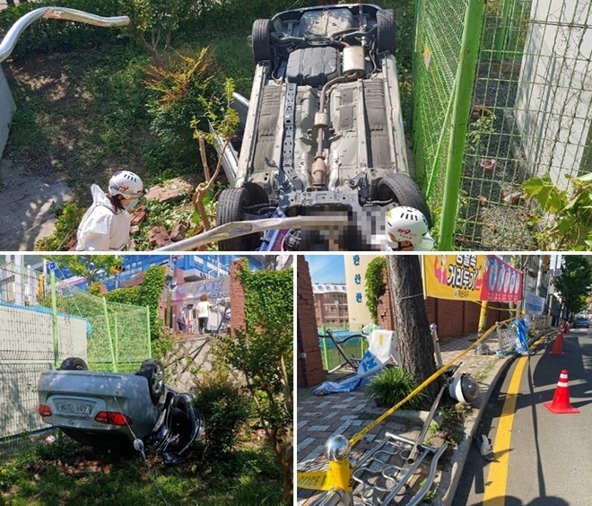 지난 6월 15일 해운대 반산초등학 앞 교통사고 현장.(사진제공=부산경찰청)