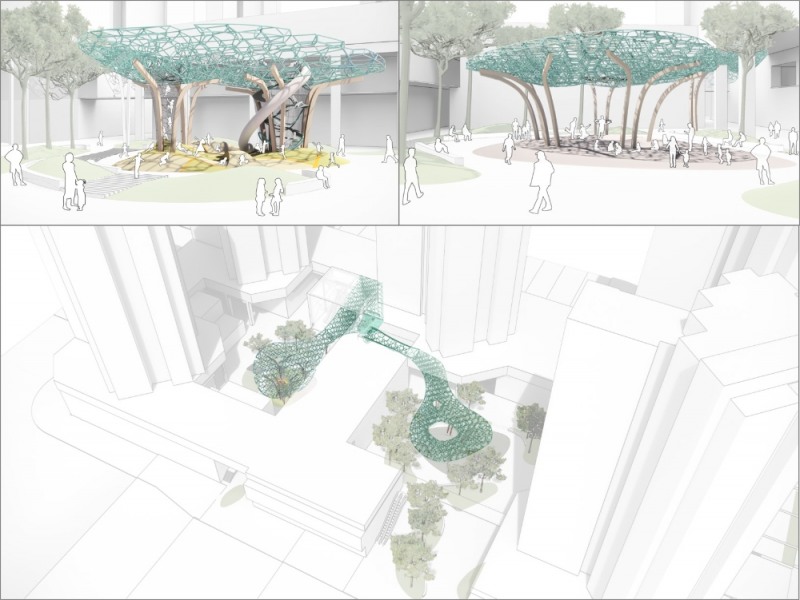 아클라우드 감일에 들어서는 「체험형 놀이터 & 이벤트광장 조형물 ’Cloud‘」 이미지. (사진=대우건설)