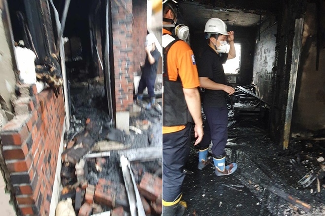 9월 1일 오전 6시 25분경 부산 사상구 엄궁동 주택가 폭발사고.(사진제공=부산경찰청)