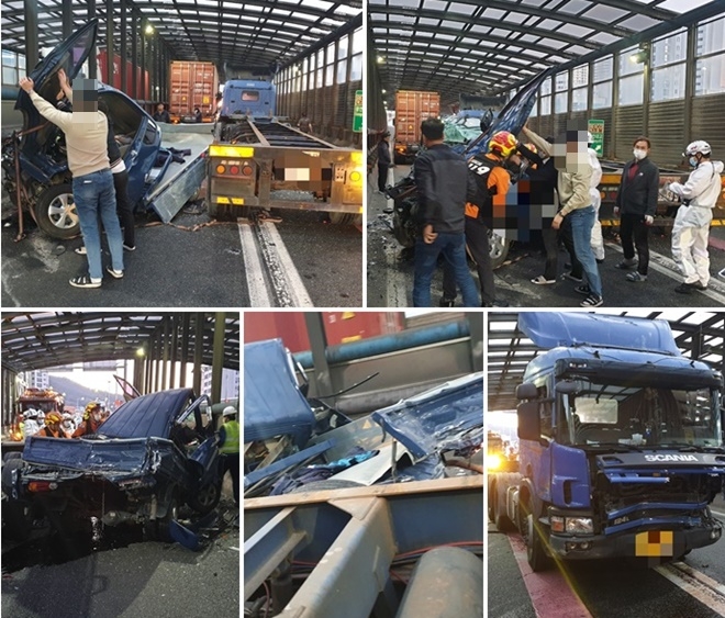 동서로 연쇄추돌 사고. (사진제공=부산경찰청)