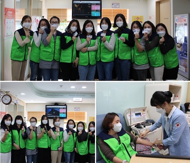 헌혈에 동참한 울산초등학교 어머니들.(사진제공=울산혈액원)