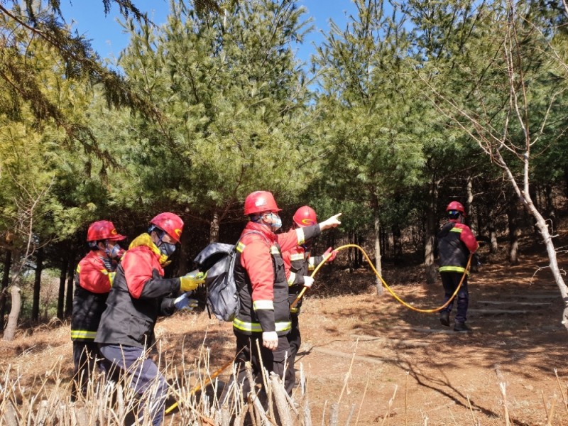 지난 2월 19일 기장군 산불방지 대책본부에서 산불전문예방진화대 훈련을 하는 모습.(사진제공=부산 기장군)