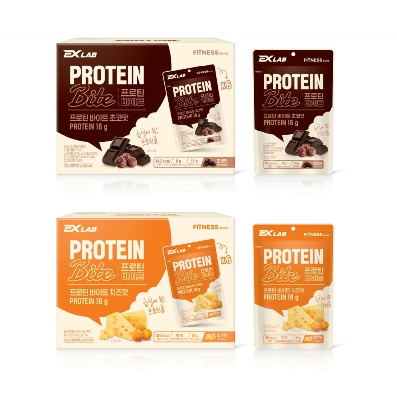 피트니스스토어, 신제품 ‘EXLAB 프로틴바이트’ 초코맛, 치즈맛 2종 출시