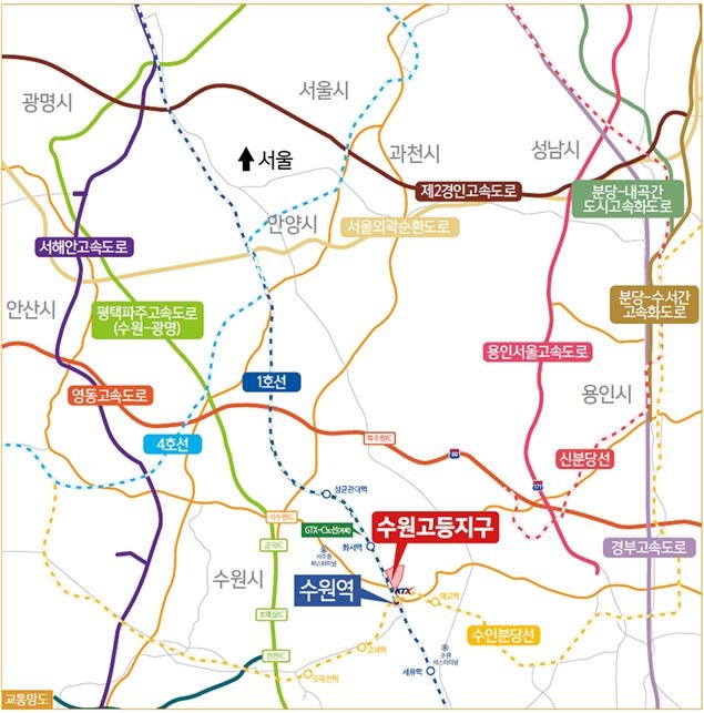 수원고등지구 위치도 및 토지이용계획도.(사진=LH)