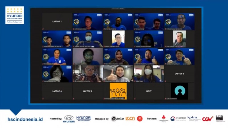 웨비나 형식으로 진행된 ‘현대 스타트업 챌린지’ 행사에 참여팀을 비롯한 현지 다양한 분야의 사람들이 참관하고 있는 모습.(사진=현대자동차)