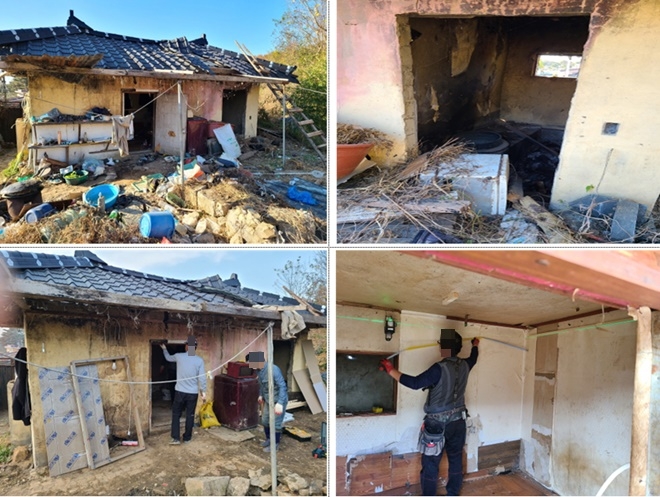 불우보호관찰대상자 주거지 환경개선을 하고 있다. (사진제공=논산준법지원센터)