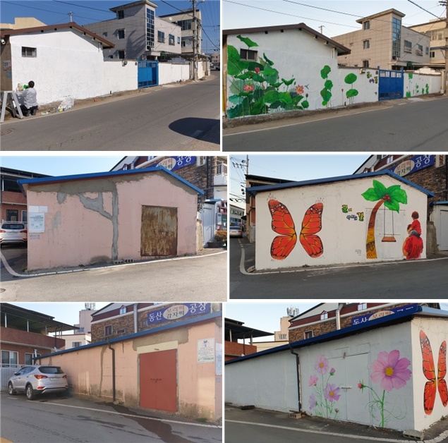 벽화그리기 전후 사진.(제공=경주준법지원센터)
