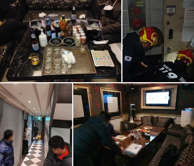 유흥주점(경찰)과 무허가주점(소방)을 단속중이다.(사진제공=부산경찰청)