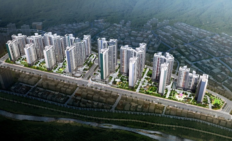 수성 더 팰리스 푸르지오 더샵 조감도.(사진=대우건설)