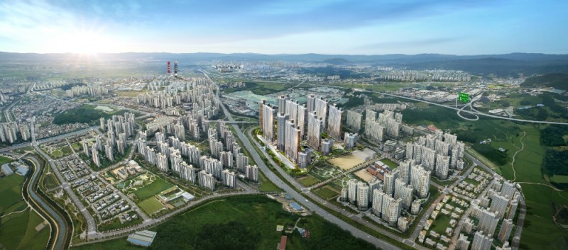 평택 지제역 동문굿모닝힐 맘시티 2차 항공조감도.(사진=동문건설)